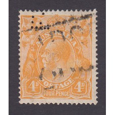 Australian    King George V    4d Orange   Single Crown WMK  Plate Variety 1R57